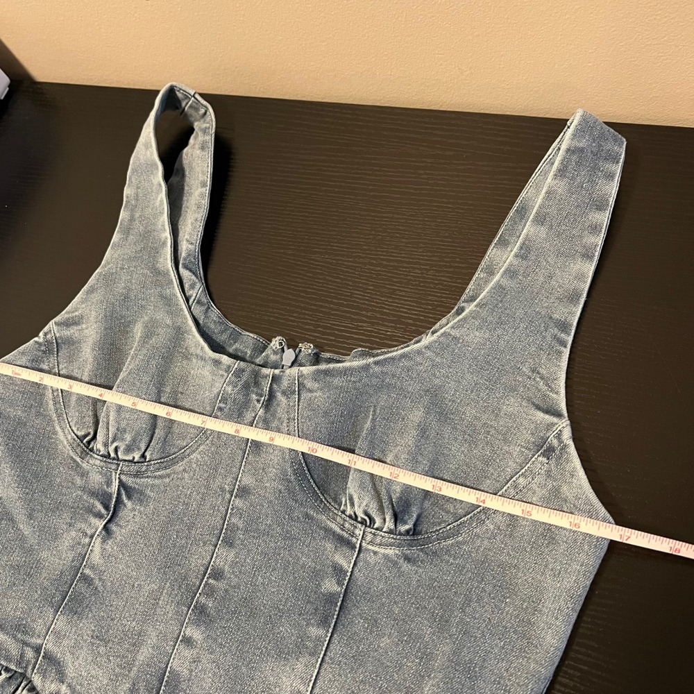 12th Tribe Denim Corset Mini Dress Blue Medium Wash XL NWT Country Western - Picture 9 of 11